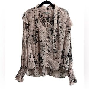 ALLSAINTS Womens Lara Portland Ruffle Trim Graphic Shirt Pink - Size 4